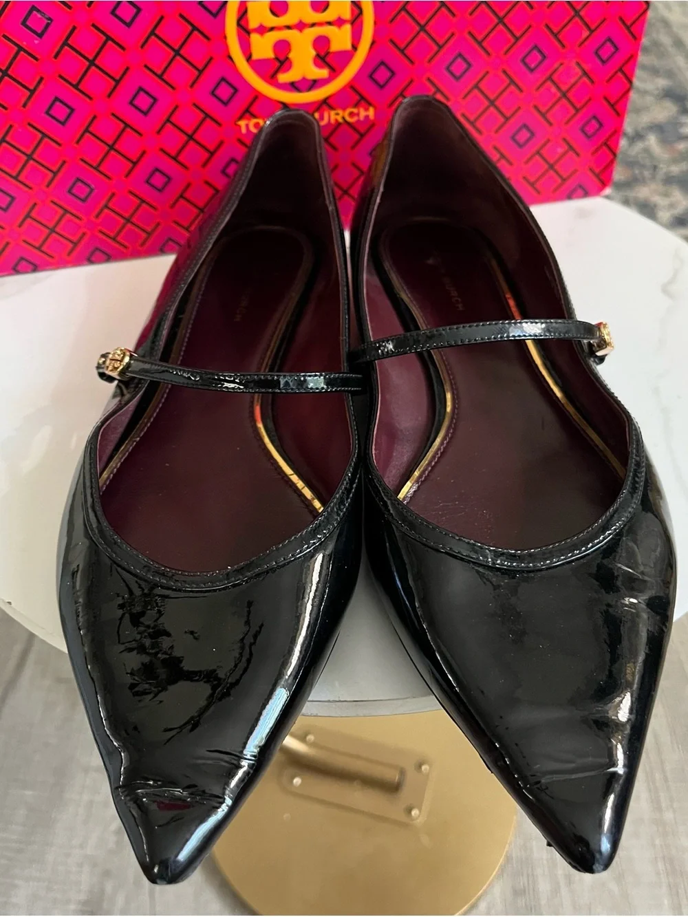 Tory Burch Black Patent Leather Mary Jane Flats